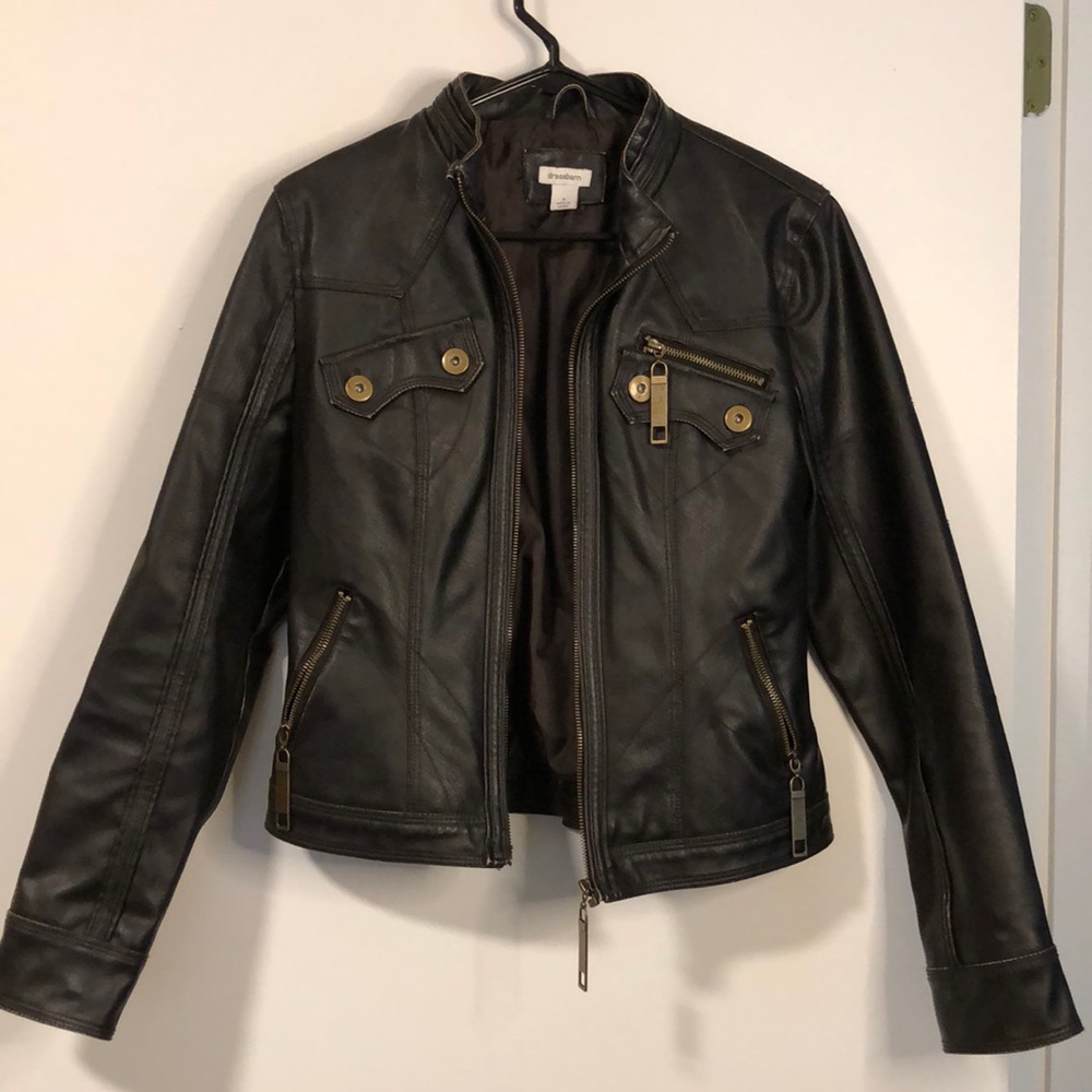 Distressed faux leather jacket